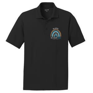 In April We Wear Blue Rainbow Autism Awareness Puzzle Love PosiCharge RacerMesh Polo