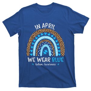 In April We Wear Blue Rainbow Autism Awareness Puzzle Love T-Shirt