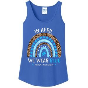 In April We Wear Blue Rainbow Autism Awareness Puzzle Love Ladies Essential Tank