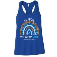 In April We Wear Blue Rainbow Autism Awareness Puzzle Love Women's Racerback Tank