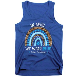 In April We Wear Blue Rainbow Autism Awareness Puzzle Love Tank Top