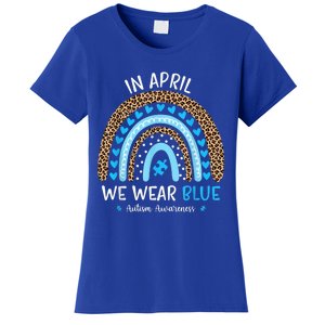 In April We Wear Blue Rainbow Autism Awareness Puzzle Love Women's T-Shirt