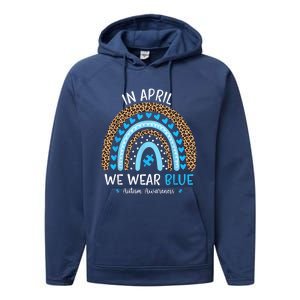 In April We Wear Blue Rainbow Autism Awareness Puzzle Love Performance Fleece Hoodie