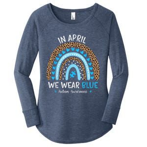 In April We Wear Blue Rainbow Autism Awareness Puzzle Love Women's Perfect Tri Tunic Long Sleeve Shirt