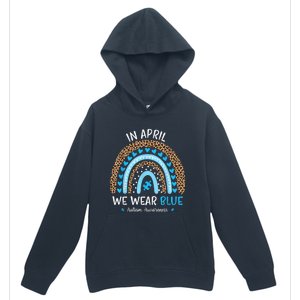 In April We Wear Blue Rainbow Autism Awareness Puzzle Love Urban Pullover Hoodie