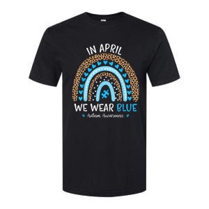 In April We Wear Blue Rainbow Autism Awareness Puzzle Love Softstyle CVC T-Shirt