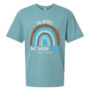 In April We Wear Blue Rainbow Autism Awareness Puzzle Love Sueded Cloud Jersey T-Shirt