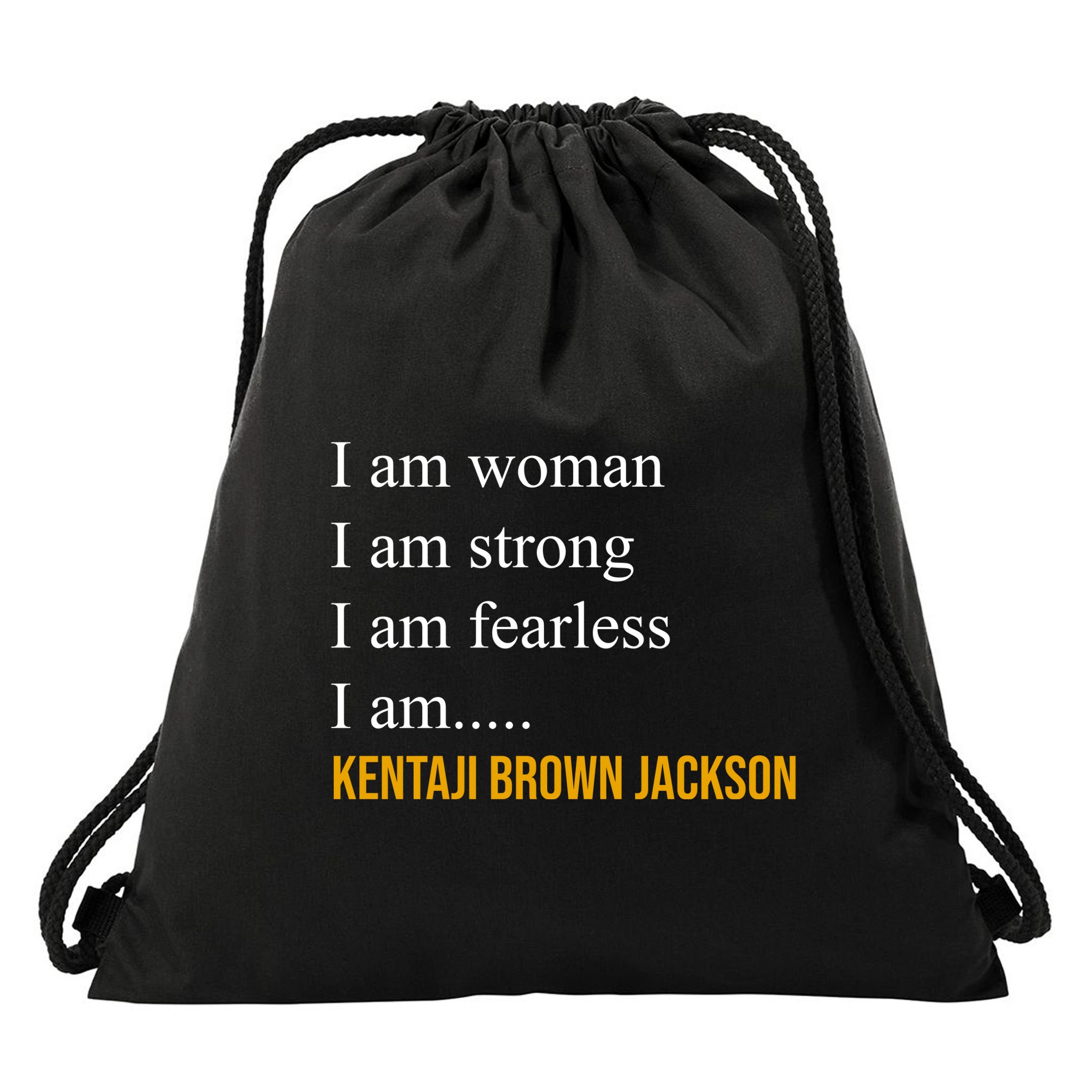 I Am Woman Ketanji Brown Jackson Quote Drawstring Bag