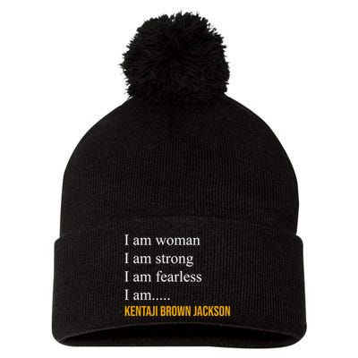 I Am Woman Ketanji Brown Jackson Quote Pom Pom 12in Knit Beanie