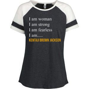 I Am Woman Ketanji Brown Jackson Quote Enza Ladies Jersey Colorblock Tee