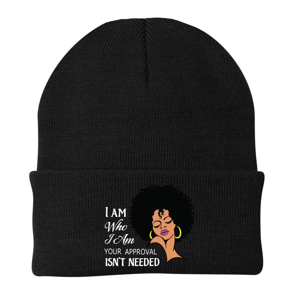 I Am Who I Am Black Queen Afro African American Beanie