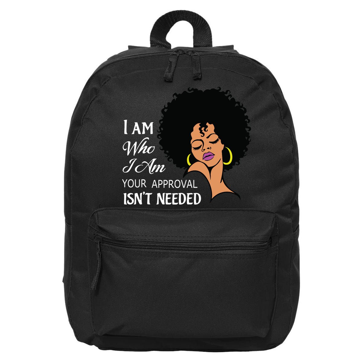 I Am Who I Am Black Queen Afro African American 16 in Basic Backpack