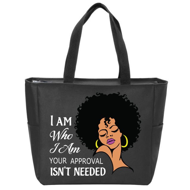 I Am Who I Am Black Queen Afro African American Zip Tote Bag