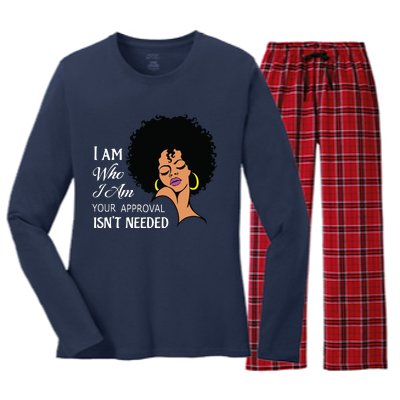 I Am Who I Am Black Queen Afro African American Women's Long Sleeve Flannel Pajama Set 