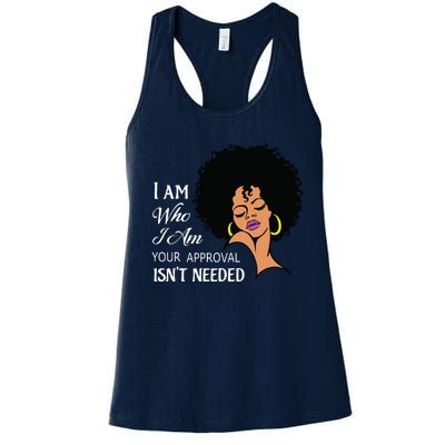 I Am Who I Am Black Queen Afro African American Women's Racerback Tank