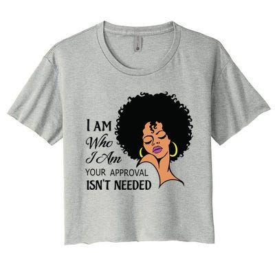 I Am Who I Am Black Queen Afro African American Women's Crop Top Tee