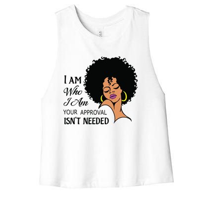 I Am Who I Am Black Queen Afro African American Women's Racerback Cropped Tank