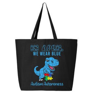 In April We Wear Blue Autism Awareness Dinosaur 25L Jumbo Tote