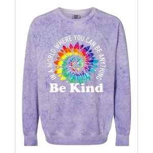 In A World Where You Can Be Anything Be Kind Sign Language Colorblast Crewneck Sweatshirt