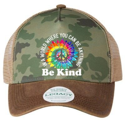 In A World Where You Can Be Anything Be Kind Sign Language Legacy Tie Dye Trucker Hat