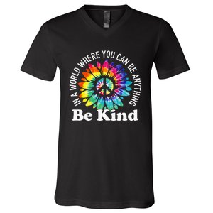 In A World Where You Can Be Anything Be Kind Sign Language V-Neck T-Shirt