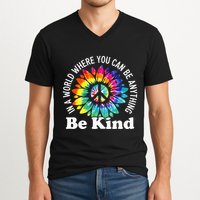 In A World Where You Can Be Anything Be Kind Sign Language V-Neck T-Shirt