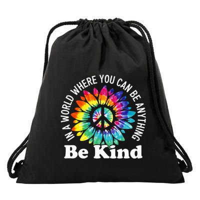 In A World Where You Can Be Anything Be Kind Sign Language Drawstring Bag