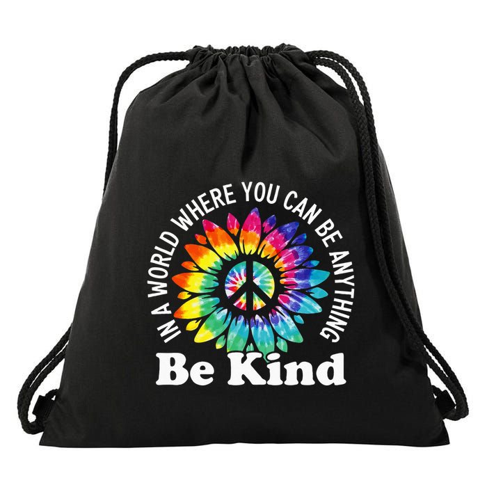 In A World Where You Can Be Anything Be Kind Sign Language Drawstring Bag