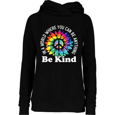 In A World Where You Can Be Anything Be Kind Sign Language Womens Funnel Neck Pullover Hood