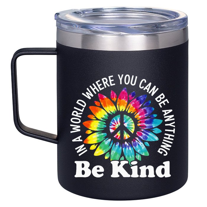 In A World Where You Can Be Anything Be Kind Sign Language 12oz Stainless Steel Coffee Mug