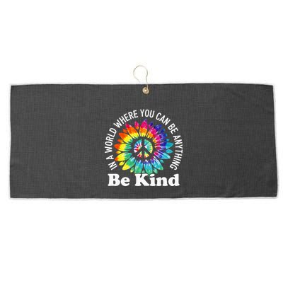In A World Where You Can Be Anything Be Kind Sign Language Large Microfiber Waffle Golf Towel