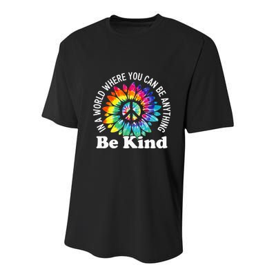 In A World Where You Can Be Anything Be Kind Sign Language Youth Performance Sprint T-Shirt