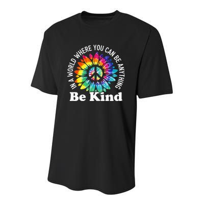 In A World Where You Can Be Anything Be Kind Sign Language Youth Performance Sprint T-Shirt