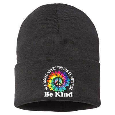 In A World Where You Can Be Anything Be Kind Sign Language Sustainable Knit Beanie