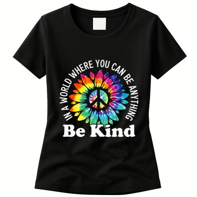 In A World Where You Can Be Anything Be Kind Sign Language Womens T-Shirt