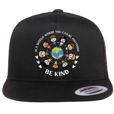 In A World Be Kind Earth Anti Bullying Unity Day Orange Flat Bill Trucker Hat