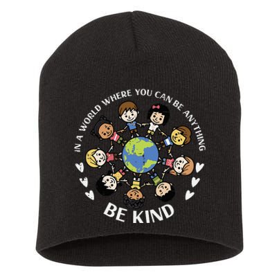 In A World Be Kind Earth Anti Bullying Unity Day Orange Short Acrylic Beanie