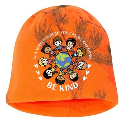 In A World Be Kind Earth Anti Bullying Unity Day Orange Kati - Camo Knit Beanie