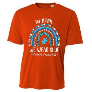 In April We Wear Blue Rainbow Autism Awareness Month Matching Family Cooling Performance Crew T-Shirt