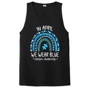 In April We Wear Blue Rainbow Autism Awareness Month Matching Family PosiCharge Competitor Tank