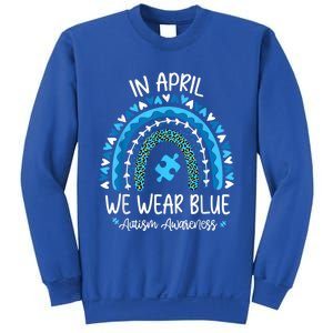 In April We Wear Blue Rainbow Autism Awareness Month Matching Family Sweatshirt