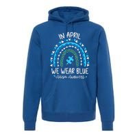 In April We Wear Blue Rainbow Autism Awareness Month Matching Family Premium Hoodie