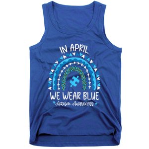 In April We Wear Blue Rainbow Autism Awareness Month Matching Family Tank Top