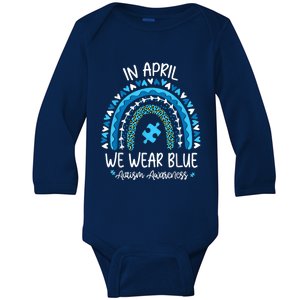 In April We Wear Blue Rainbow Autism Awareness Month Matching Family Baby Long Sleeve Bodysuit