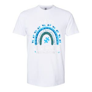 In April We Wear Blue Rainbow Autism Awareness Month Matching Family Softstyle CVC T-Shirt