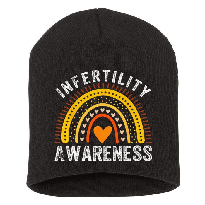 In April We Wear Orange Infertility Awareness Month Rainbow Short Acrylic Beanie