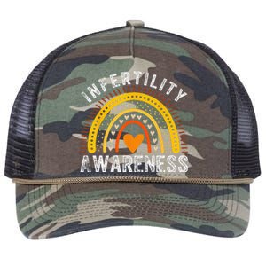 In April We Wear Orange Infertility Awareness Month Rainbow Retro Rope Trucker Hat Cap