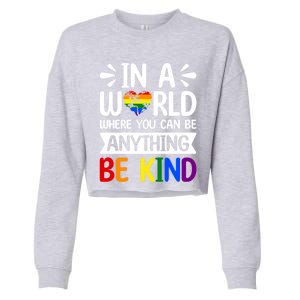 In A World Where You Can Be Anything Be Kind Lgbtq Ally Gift Cropped Pullover Crew