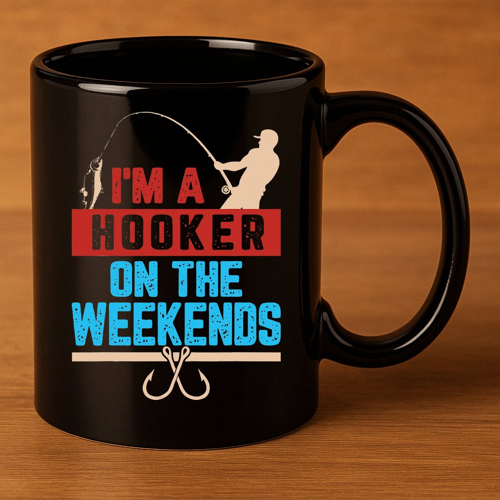 Im A Weekend Hooker Dirty Fishing Humor 11oz C Handle Ceramic Mug