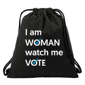 I Am Woman Watch Me Vote 2024 Blue Wave Vote Drawstring Bag